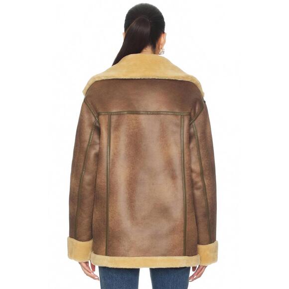 NEW FREE PEOPLE mari reversible coat in tan cream combo - Picture 6 of 6